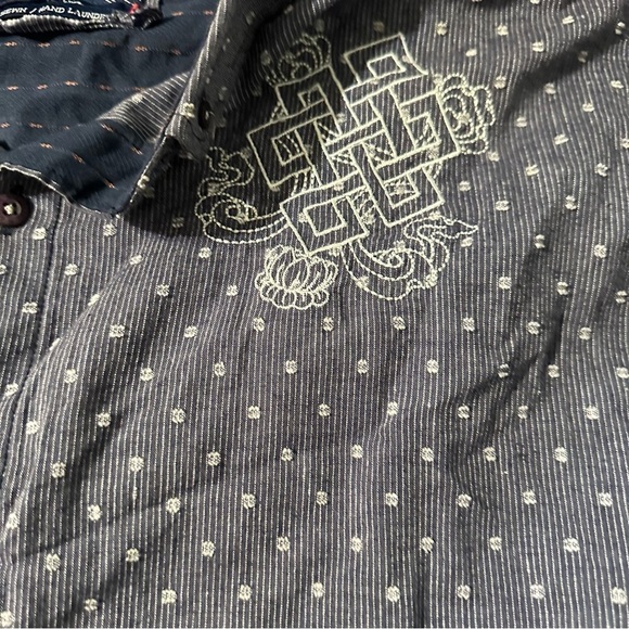 English Laundry Men's Shirt Large Embroidered Christopher Wicks Blue Dots sz XL - Picture 4 of 6